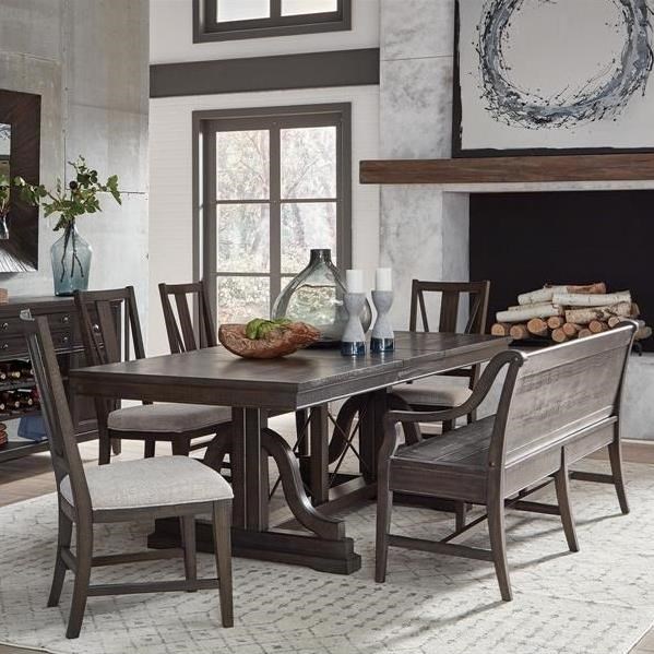 Magnussen Home Westley Falls 6Piece Dining Set w/ Bench Wayside Furniture Table & Chair Set